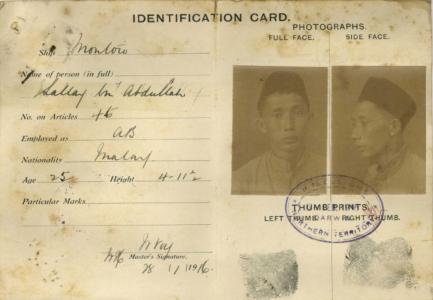 Sallay bin Abdullah’s identification paperwork, NAA: J2773, 774/1916