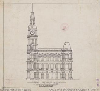 Drawing of building elevation.