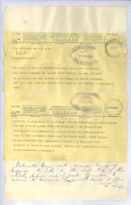 Telegram about George Henry Daniels' deportation. 