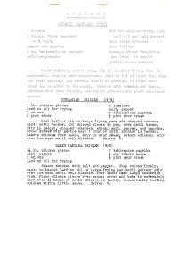 Typewritten recipe sheet titled 'Chicken' with recipes for chicken Maryland, Hungarian chicken and baked Hungarian chicken. 