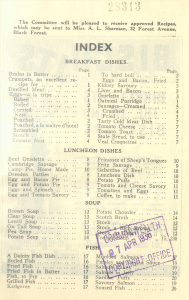 Index of breakfast and luncheon dishes.