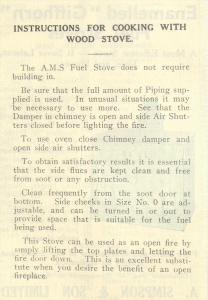 Instructions for cooking with wood stove.