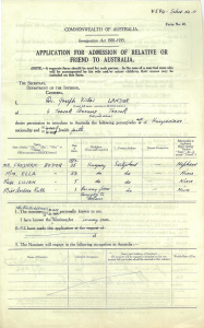 Application for admission of the Bodor family: Frederick, Ella, Lilian and Andrea Ruth.