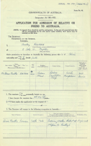 Immigration Act 1901–1935, Application for admission of relative or friend to Australia.
