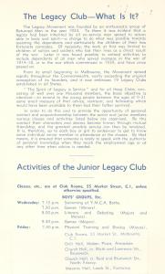 The legacy Club, what it is and a list of Junior Legacy Club activities.